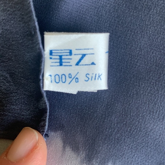 Blue tie dye silk scarf 44” square - Picture 3 of 6